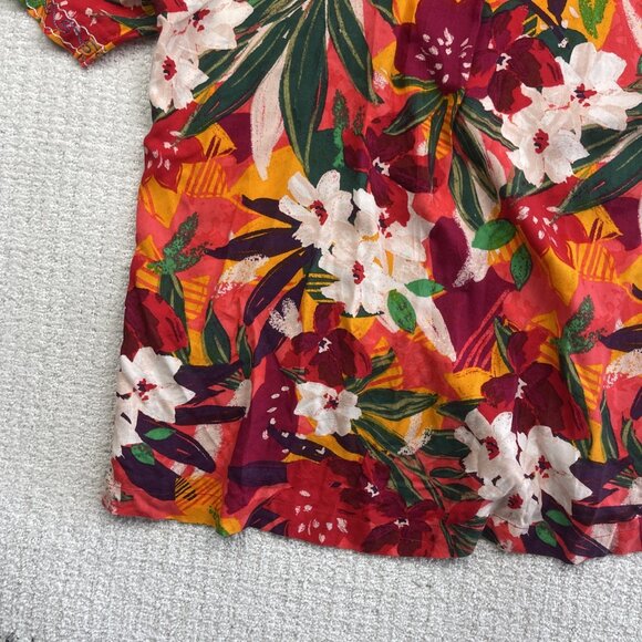 Urban Renewal Remnants Upcycled Panel Embroidery Cabana Shirt Floral AOP Sz S - Picture 16 of 16